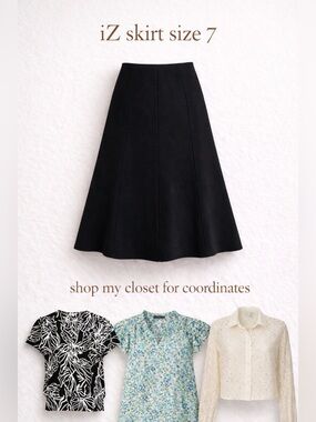 iZ Black A-Line Skirt Minimalist Classic Workwear  Capsule Wardrobe Staple